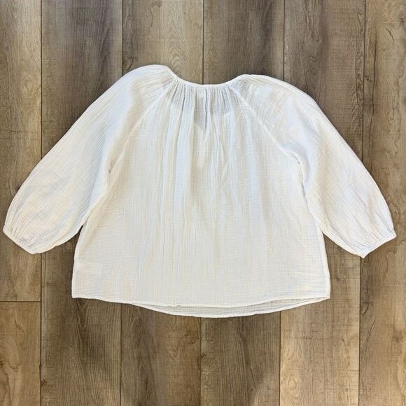 Old Navy Womens Top XXL Peasant Boho White Gauze 100% Cotton Beach Travel Resort - Picture 6 of 11